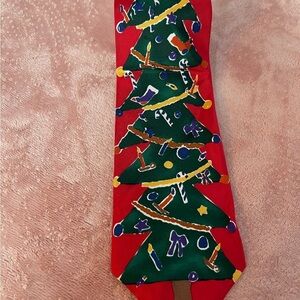 Holiday Red Christmas Tree Tie